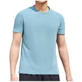 thumbnail image 2 of Styesk T Shirts for Man Solid-Color Casual Elastic Sports Short Sleeved Round-Neck Blouses, 2 of 5