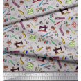 thumbnail image 3 of Soimoi Poly Georgette Fabric Scissor,Buttons & Machine Sewing Print Fabric by Yard 42 Inch Wide, 3 of 3