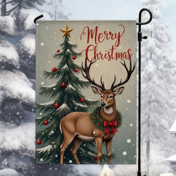 CREATITOY Drapeau de Jardin de Noël Décoration de Cour Extérieure Motif Festif Résistant aux Intempéries Idéal pour la Décoration des Fêtes au Jardin Entrée de la Maison et Fournitures Festives d'Extérieur