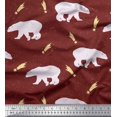 thumbnail image 1 of Soimoi Brown Poly Georgette Fabric Falling Star & Polar Bear Animal Decor Fabric Printed Yard 52 Inch Wide, 1 of 5