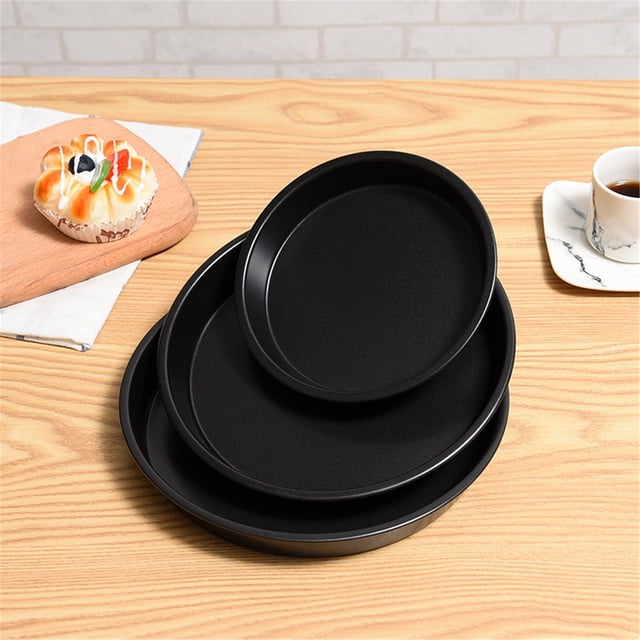 Czzoypi Round Pizza Pan, Non-Stick Carbon Steel Bakeware, Shallow Pizza Tray for Baking, Multi-Function Kitchen Pan for Cakes, Pizzas, Grilling