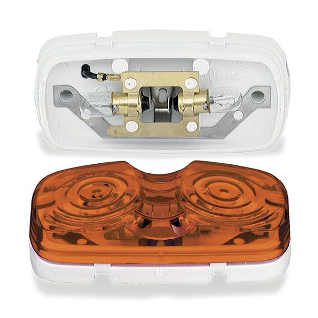 Grote Industries Clearance Light 46793 Incandescent; Rectangular; Amber Lens; White Polypropolene Housing