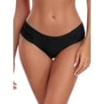 thumbnail image 1 of Ocean Blues Women's Full Coverage Bikini Bottom Mid Rise Ruched Sides Swim Bottoms Black Size 2X-Large, 1 of 7