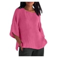 thumbnail image 1 of Blouse Chemise Ample pour Femmes d'Été à Manches Raccourcies, Col Rond, Ligne en Coton, 1 of 9