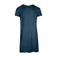 thumbnail image 3 of Chemise de Nuit Texturée en Coton pour Hommes, Robe de Nuit à Manches Courtes, Longue Robe, Blouse à Col en V, Haut de Pyjama, Coupe Ample et Décontractée, Confort, Chemise de Nuit Décontractée avec Poches, 3 of 5