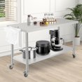 thumbnail image 3 of 60x24 In NSF Stainless Steel Rolling Work Table with Wheels Hooks and Adjustable Undershelf Heavy Duty Prep Table for Kitchen Bar Restaurant Home, 3 of 6
