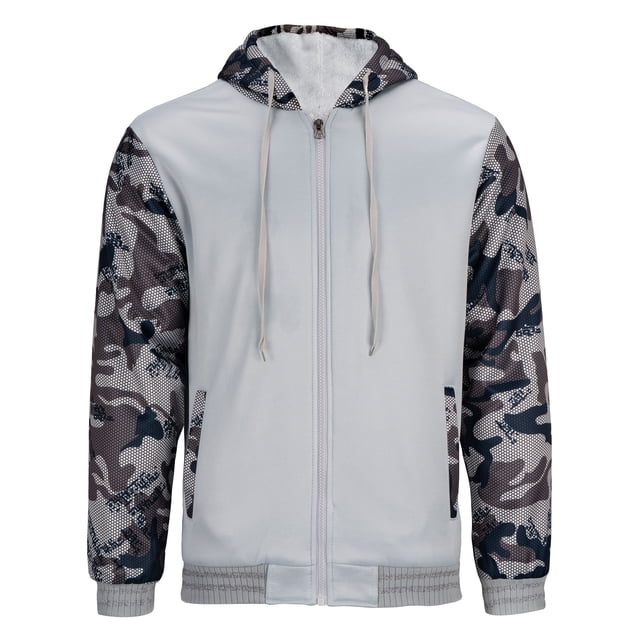 MAWCLOS Sweat à Capuche Zippé pour Hommes, Couleur Unie, Épais, Manches Longues, Gris Foncé L