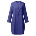 thumbnail image 5 of Pntutb Robe de Mode pour Femmes Robe pour Femmes à Col Rond avec Poches et Boutons Robe Unie à Manches Longues, 5 of 5