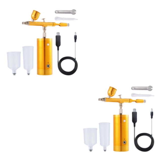 maskred Lightweight Airbrush Air Compressor Kit Set Precise Spray Painting Portable Gold 1.49x5.1x5.7 Inch 2Set