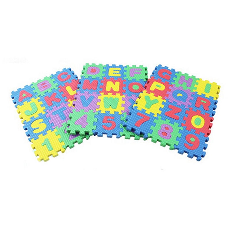 Fortune 36 Pcs Jouet Casse-Tête pour Bébé en Mousse Alphabet Chiffres Tapis de Jeu Tapis de Sol Carpe