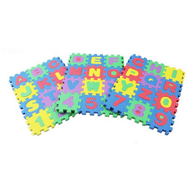 Fortune 36 Pcs Jouet Casse-Tête pour Bébé en Mousse Alphabet Chiffres Tapis de Jeu Tapis de Sol Carpe