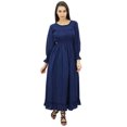 thumbnail image 1 of Bimba Robe Maxi Longue Décontractée en Coton pour Femme à Taille Smockée, 1 of 8