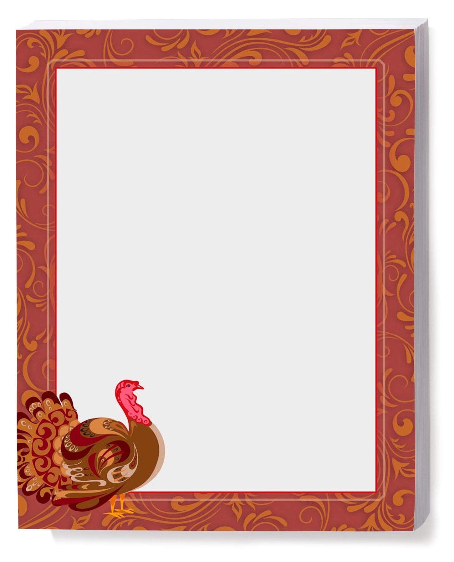 Paperdirect Ornate Turkey Fall Autumn Thanksgiving Theme Paper Stationery, Border Paper, Letterhead 8.5 x 11, 25 sheets, Elegant Premium Writing Paper, Decorative Printer Paper