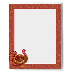 Paperdirect Ornate Turkey Automne Automne Thanksgiving Thème Papeterie Papeterie, Frontier Paper, Letterhead 8.5 x 11, 25 feuilles, Elégant papier à écrire premium, papier d'impression décoratif