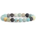 thumbnail image 1 of Angelstones Natural Matt Multicolor Amazonite Gemstone 8mm Round Beads Stretch Bracelet 7 Inch Unisex, 1 of 2