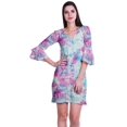 thumbnail image 1 of Moomaya Robe Courte Imprimée pour Femmes, Manches Évasées, Coupe Droite, Robes pour Femmes, Vêtements d'Été Décontractés, 1 of 6