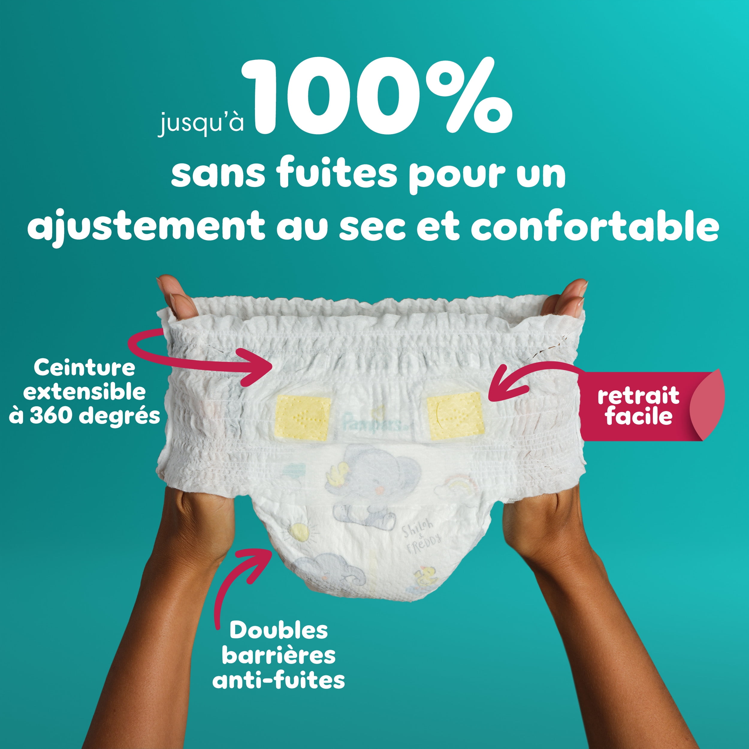 Pampers Couches - Swaddlers 360° - Taille 3, jusqu'à 100 % Anti-Fuites avec Ajustement Sec et Confortable, Onglets Faciles à Enlever Conçus pour des Changements Faciles, Couche à Enfiler