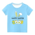 thumbnail image 1 of Penkiiy T-Shirts de Pâques pour Enfants Garçons Filles Mode Oreilles de Lapin de Pâques Œufs de Pâques Imprimé Col Rond Manches Courtes 9 Ans Bleu, 1 of 4