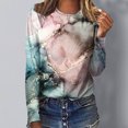 thumbnail image 2 of CEHVOM Femmes Dames Col Rond Hauts Amples T-Shirts Décontractés à Imprimé Blouse à Manches Longues Liquidation, 2 of 5