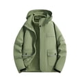 thumbnail image 1 of WRKEKC Men's Slim Fit Hooded Jacket with Adjustable Drawstring and Contrast Stitching, Urban Utility Coat for Modern Workwear Green S, 1 of 4