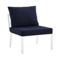 thumbnail image 1 of Modway Riverside Outdoor Patio Aluminum Armless Chair in White/Navy, 1 of 6