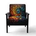 thumbnail image 4 of Designart "Mystic Rangoli Colorful Indian Artistry III" Multi-Color Indian Upholstered Accent Chair - Global Arm Chair For Living Room, 4 of 7
