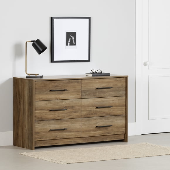 Commode 6 tiroirs pour Adulte, fini Manguier naturel, collection Londen de Meubles South Shore