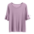 thumbnail image 1 of AherBiu Pajamas Tops for Women Oversized Ruffle 1/2 Sleeve Basic Layer Top Tees Shirts Comfy Soft Undershirts, 1 of 5
