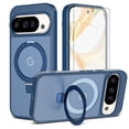 thumbnail image 1 of Asuwish Phone Case for Google Pixel 9/10/9 Pro/10 Pro 5G Tempered Glass Screen Protector Magnetic Bracket stand Translucent Shockproof Protective Cell Cover Pixel9 Pixel10 9Pro 10Pro Women Men Blue, 1 of 7