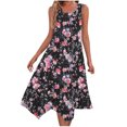 thumbnail image 2 of Ovzne Robes Grande Taille pour Femmes aux Formes Robe Femme Robe à Imprimé Sans Manches avec Poche Ourlet Irrégulier Robe à Col Rond Robe de Printemps Imprimée Liquidation, 2 of 5