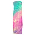 thumbnail image 5 of Dvkptbk Women's Summer Robe Maxi Sans Manches d'Été à Col en V Décontractée Boho, Robe Soleil, Ourlet à Imprimé Dégradé, Longue, Style Piste, Robes de Plage, 5 of 5