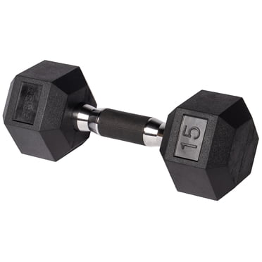 PRISP Haltère Hexagonal en Caoutchouc - Poids à Main en Fonte pour Gym à la Maison, Exercice et Mise en Forme avec Poignée en Caoutchouc; Vendu à l'Unité