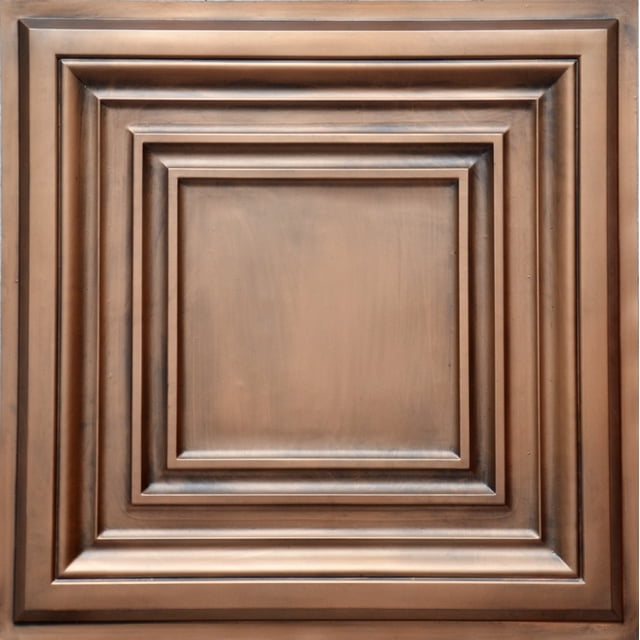 Drop-In, Glue-Up 2'x2' Faux Tin PVC Ceiling Tile In Aged Copper, Sample