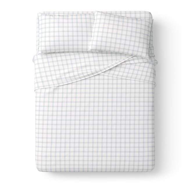 Mainstays Kids 220TC Cotton Plaid Double, 4 Piece Sheet set