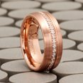 thumbnail image 3 of Mens Rose Goldtone Eternity Tungsten Carbide Ring Dome Wedding Band CZ 8MM, 3 of 6