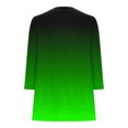 thumbnail image 4 of Penkiiy Chemises à Demi-Fermeture Éclair pour Femmes Dégradé Imprimé Col en V Chemise Manches 3/4 Roulables Tuniques Décontractées Tendance S Vert, 4 of 5