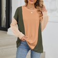 thumbnail image 4 of HUITKMM Tshirts 2024 Autumn and Winter Color Contrast Long Sleeve Loose Thread Stitching T Shirt, 4 of 9