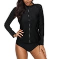 thumbnail image 4 of Charmo Women's Zip Front Long Sleeve Rash Guard Top Sun Protection Swim Shirt, 4 of 6