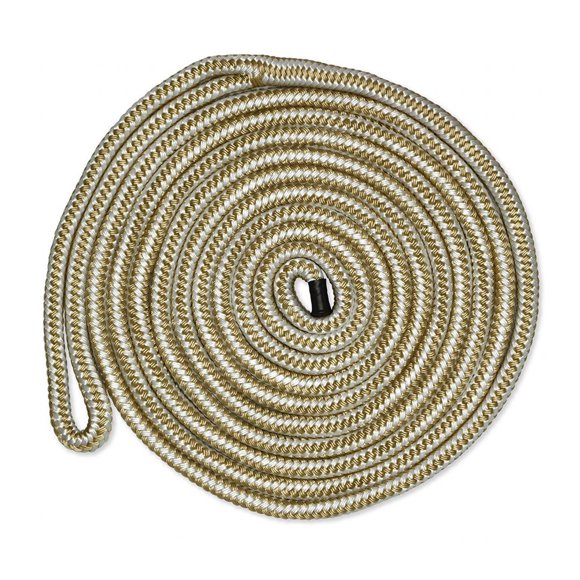 Martyr Anodes Boat Dock Line CDL3825WG Premium Cordage; Double Braided; UV Resistant/Abrasion Resistant; 3/8 Inch Diameter x 25 Foot Length; White Gold; Nylon