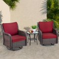 thumbnail image 1 of 3 Piece Swivel Rocking Patio Chair Set with 4 Inch Thick Cushions, All Weather Wicker Glider Chairs and Coffee Table, 360 Degree Rotation Outdoor Furniture for Porch Balcony Deck, Blue Apricot Red, 1 of 8