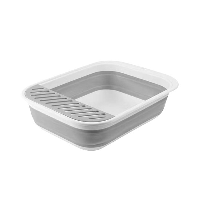 GROWTH TANK Cat Pet Litter Tray Folding Cat Sandbox Semi Enclosed Portable Kitty Litter Pan for Rabbit All Kinds of Cat Litter Small Animals 53x40x13.5cm Gray