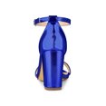 thumbnail image 2 of BLISSFUL STEP Women's Sandals Rhinestone Chunky Heel Ankle Strap Open Toe Party Shoes Deep Blue 8, 2 of 7