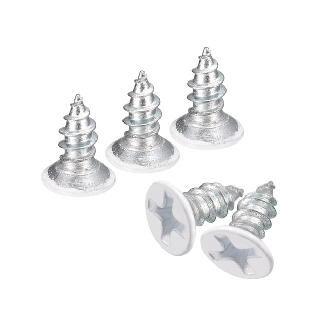 Unique Bargains Vis Blanches ST3.5x8mm à Taraudage Automatique, Lot de 100 Vis à Tête Plate à Vis Phillips pour le Travail du Bois