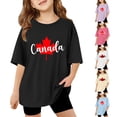 thumbnail image 2 of T-shirt Canada Filles Drapeau Canadien Col Rond Manches Courtes Tee Filles Fête Nationale Graphique Imprimé Coupe Ample Fête Nationale Canadienne Drapeau Imprimé Haut Manches Courtes, 2 of 7