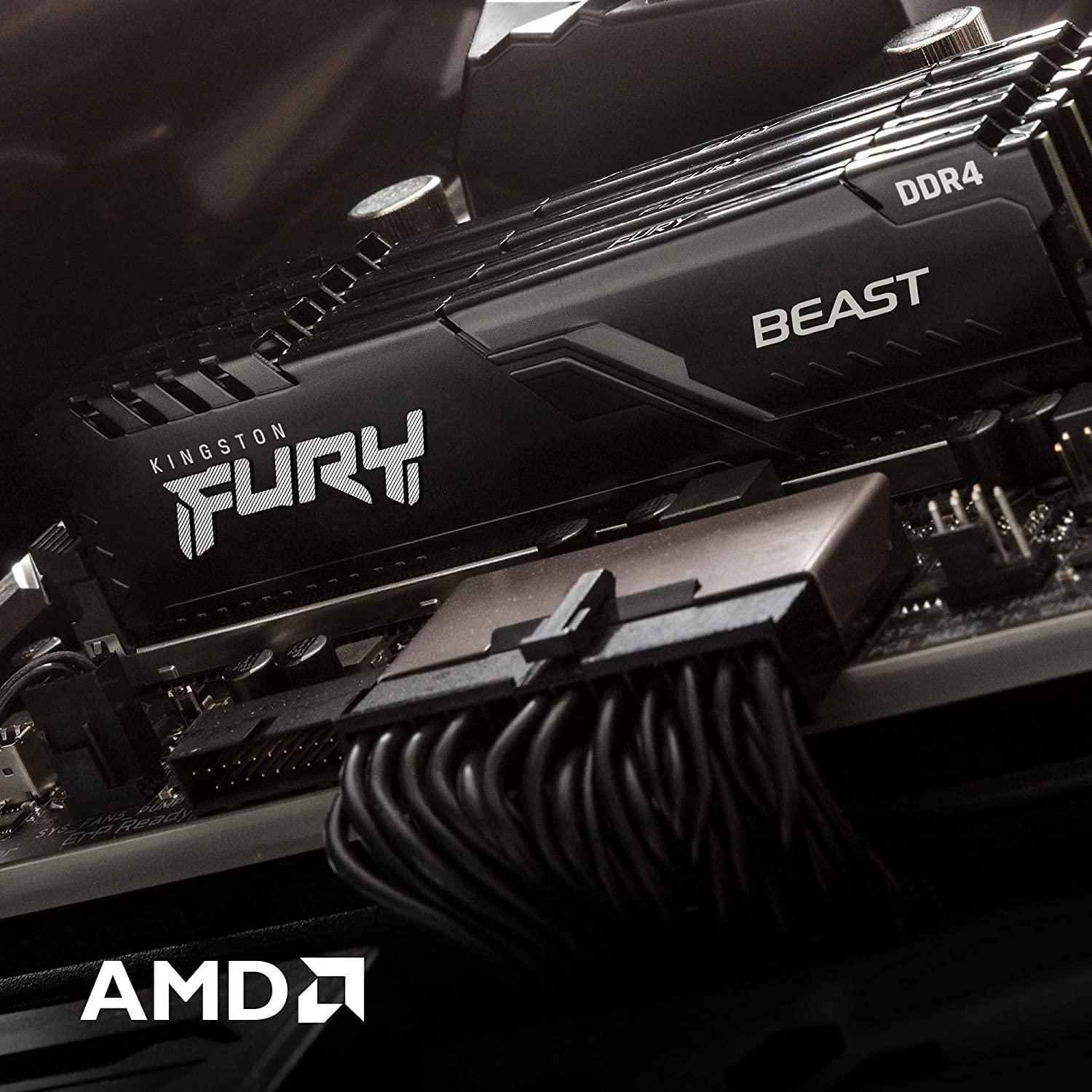 Kingston Fury Beast  16GB Kit (2x8GB) 3200Mhz DDR4 CL16 UDIMM Memory Gamer for PC (KF432C16BBK2/16)