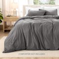 thumbnail image 3 of Bare Home Sandwashed Duvet Cover Set - Ultra-Soft - Premium 1800 Collection - 3 Piece - King, Gray, 3 of 7