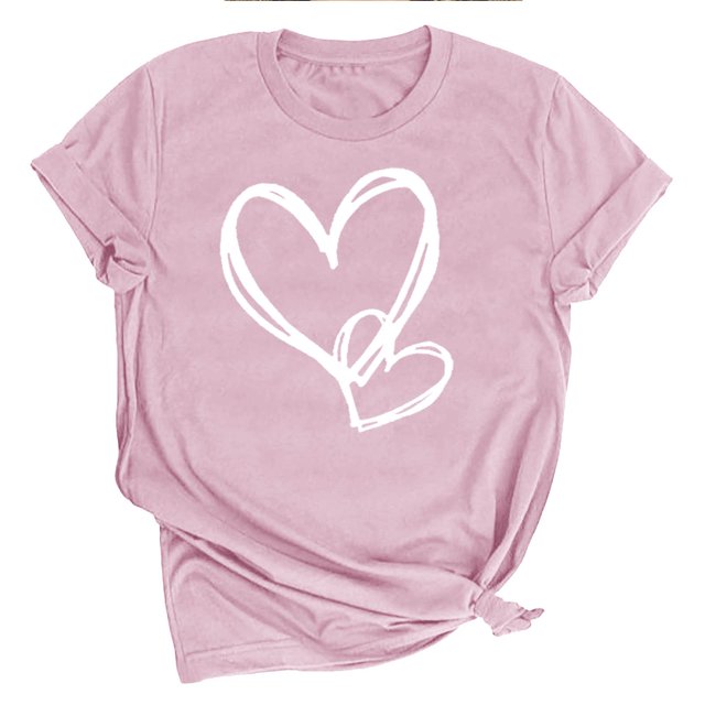 LSLJS T-shirt Imprimé « Lover Love » pour Femme à Col Rond, Manches Courtes, Haut, Cadeaux pour Femmes
