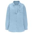 thumbnail image 3 of WRKEKC Women's Denim Shacket V Neck Distressed Wash, New Arrival Long Sleeve Western Style Jacket, 3 of 5