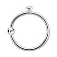 thumbnail image 2 of Nose hoop ring 22g 14k solid white gold with a fixed bead and a prong setting, 2 of 2