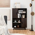 thumbnail image 4 of Gymax Buffet Armoire de Rangement Bibliothèque Placard avec Porte Tablette Espresso, 4 of 10
